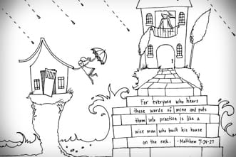 Free Printable: "Build Your House upon the Rock" Coloring Page
